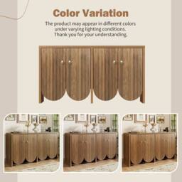 BTM Walnut sideboard 147×40×80 cm with 4 doors & adjustable shelves in Brown - thumbnail 7
