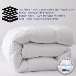 Glamhaus Luxury Mattress Topper Fitted Skirt - Oeko Tex 100 & Silvadur - Double in White - thumbnail 5