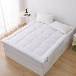Glamhaus Luxury Mattress Topper Fitted Skirt - Oeko Tex 100 & Silvadur - Double in White