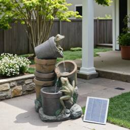 Bumilgar Elegant Outdoor Solar Fountain Water Feature With LED Lights in Grey - thumbnail 5