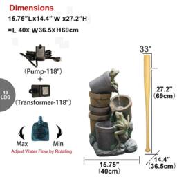Bumilgar Elegant Outdoor Solar Fountain Water Feature With LED Lights in Grey - thumbnail 2