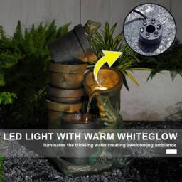Bumilgar Elegant Outdoor Solar Fountain Water Feature With LED Lights in Grey - thumbnail 6