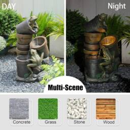 Bumilgar Elegant Outdoor Solar Fountain Water Feature With LED Lights in Grey - thumbnail 3