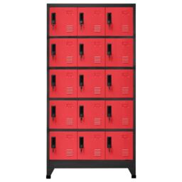 Berkfield Home Locker Cabinet Anthracite & Red 90x40x180 cm Steel in Black - Size: 90 x 40 x 180 cm - thumbnail 2