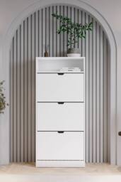 Home Discount Vida Designs 3 Drawer Shoe Cabinet with Shelf Space-saving Storage in White - thumbnail 8