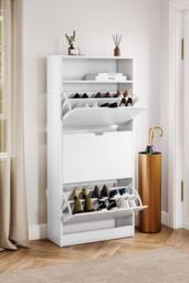 Home Discount Vida Designs 3 Drawer Shoe Cabinet with Shelf Space-saving Storage in White - thumbnail 6