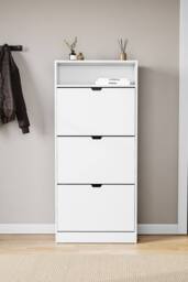 Home Discount Vida Designs 3 Drawer Shoe Cabinet with Shelf Space-saving Storage in White - thumbnail 7