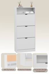 Home Discount Vida Designs 3 Drawer Shoe Cabinet with Shelf Space-saving Storage in White - thumbnail 5
