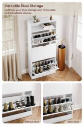Home Discount Vida Designs 3 Drawer Shoe Cabinet with Shelf Space-saving Storage in White - thumbnail 3