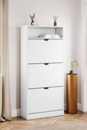 Home Discount Vida Designs 3 Drawer Shoe Cabinet with Shelf Space-saving Storage in White - thumbnail 1