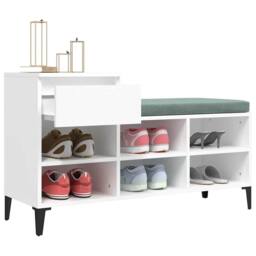 Berkfield Home Shoe Cabinet White 102x36x60 cm Engineered Wood - Size: 102 x 36 x 60 cm - thumbnail 5