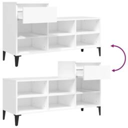 Berkfield Home Shoe Cabinet White 102x36x60 cm Engineered Wood - Size: 102 x 36 x 60 cm - thumbnail 9