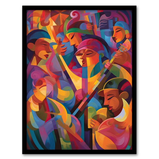 Artery8 Wall Art Print Abstract Latino Pop Festival Dance Music South America Colourful Bright Bold Painting Rhythm Body Energy Theatre Arts Artwork - image 1