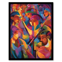 Artery8 Wall Art Print Abstract Latino Pop Festival Dance Music South America Colourful Bright Bold Painting Rhythm Body Energy Theatre Arts Artwork - thumbnail 1