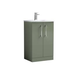 Balterley Bathroom 2 Soft Close Door Floor Vanity Unit Basin, Green, 500mm in Green - thumbnail 1