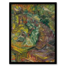 Artery8 At the Table Bold Colourful Kubincan Framed Wall Art Print in Green - Size: A3 - thumbnail 1