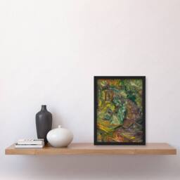 Artery8 At the Table Bold Colourful Kubincan Framed Wall Art Print in Green - Size: A3 - thumbnail 2
