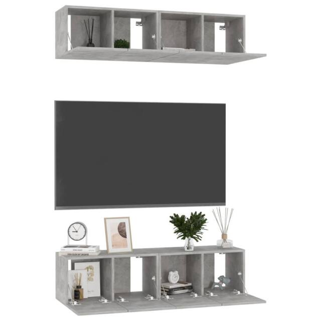 Berkfield Home TV Cabinets 4 pcs Concrete Grey 60x30x30 cm Engineered Wood - Size: 60 x 30 x 30 cm - image 1