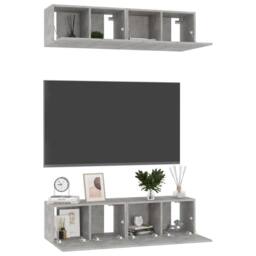 Berkfield Home TV Cabinets 4 pcs Concrete Grey 60x30x30 cm Engineered Wood - Size: 60 x 30 x 30 cm - thumbnail 1