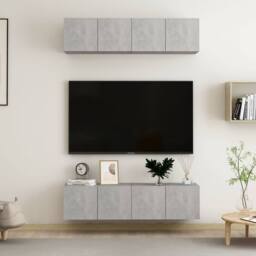 Berkfield Home TV Cabinets 4 pcs Concrete Grey 60x30x30 cm Engineered Wood - Size: 60 x 30 x 30 cm - thumbnail 2