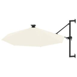 Berkfield Home Wall-mounted Parasol with LEDs & Metal Pole 300 cm Sand in Beige - thumbnail 3