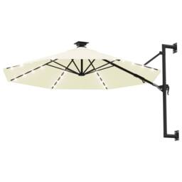 Berkfield Home Wall-mounted Parasol with LEDs & Metal Pole 300 cm Sand in Beige - thumbnail 1