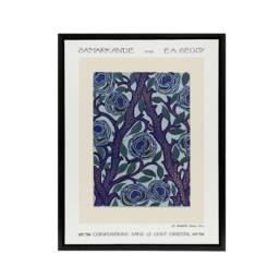 "Artery8 Vintage Rose Bush Flower Pattern Framed Canvas Wall Art Print Seguy in Blue - Size: W12"" x H16""" - thumbnail 1