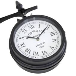 Oypla Double Sided Paddington Station Outdoor Garden Wall Clock in Black - thumbnail 2