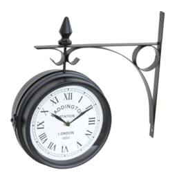 Oypla Double Sided Paddington Station Outdoor Garden Wall Clock in Black - thumbnail 1