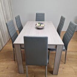 KOSY KOALA Modern Grey Rectangle Dining Table Set With 6 Grey Chairs Dining Room Furniture in Brown - thumbnail 7