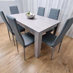 KOSY KOALA Modern Grey Rectangle Dining Table Set With 6 Grey Chairs Dining Room Furniture in Brown - thumbnail 4