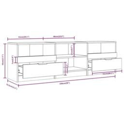 Berkfield Home TV Cabinet Smoked Oak 150x33.5x45 cm Engineered Wood in Brown - thumbnail 7