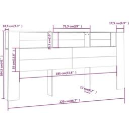 Berkfield Home Headboard Cabinet White 220x18.5x104.5 cm - thumbnail 6