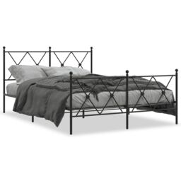 Berkfield Home Metal Bed Frame without Mattress with Footboard Black 140x190cm - Size: 140x190 cm - thumbnail 2