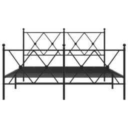 Berkfield Home Metal Bed Frame without Mattress with Footboard Black 140x190cm - Size: 140x190 cm - thumbnail 4