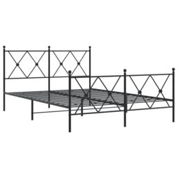 Berkfield Home Metal Bed Frame without Mattress with Footboard Black 140x190cm - Size: 140x190 cm - thumbnail 3