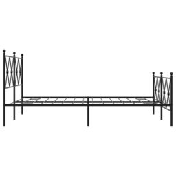Berkfield Home Metal Bed Frame without Mattress with Footboard Black 140x190cm - Size: 140x190 cm - thumbnail 5