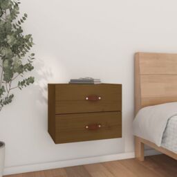 Berkfield Home Wall-mounted Bedside Cabinet Honey Brown 50x36x40 cm - Size: 50 x 36 x 40 cm