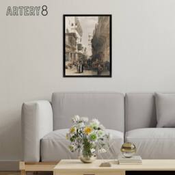 "Artery8 Mosque El Mooristan Cairo D. Roberts Black Framed Canvas Wall Art in Brown - Size: W12"" x H16""" - thumbnail 3