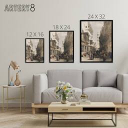 "Artery8 Mosque El Mooristan Cairo D. Roberts Black Framed Canvas Wall Art in Brown - Size: W12"" x H16""" - thumbnail 4