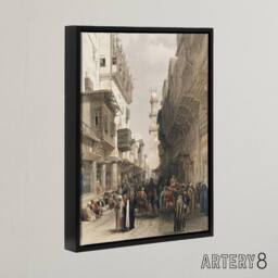 "Artery8 Mosque El Mooristan Cairo D. Roberts Black Framed Canvas Wall Art in Brown - Size: W12"" x H16""" - thumbnail 2
