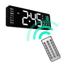 "Havendro 16"" LED Wall Clock Digital Desk Clock with Calendar Temperature in Black" - thumbnail 4