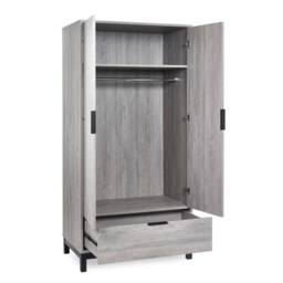 Cheshire Premium Kora 2 Door & 1 Drawer Wardrobe in Grey Oak - thumbnail 2