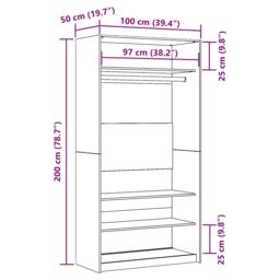 Berkfield Home Wardrobe Artisan Oak 100x50x200 cm Engineered Wood in Brown - Size: 100 x 50 x 200 cm - thumbnail 9