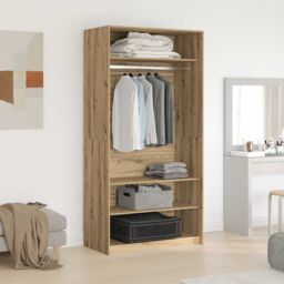 Berkfield Home Wardrobe Artisan Oak 100x50x200 cm Engineered Wood in Brown - Size: 100 x 50 x 200 cm - thumbnail 3