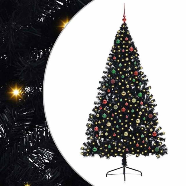 Berkfield Home Artificial Pre-lit Christmas Tree Black 210 cm PVC - image 1
