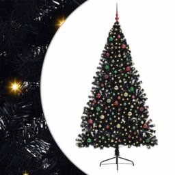 Berkfield Home Artificial Pre-lit Christmas Tree Black 210 cm PVC - thumbnail 1