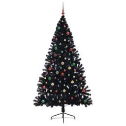 Berkfield Home Artificial Pre-lit Christmas Tree Black 210 cm PVC - thumbnail 5
