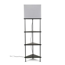 ValueLights Taska 3 Shelves Corner Floor Lamp With Grey Shade - thumbnail 2