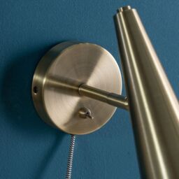 ValueLights Pair of - Plug in Brushed Antique Brass Cone Easy Fit Wall Lights with Adjustable Head in Gold - thumbnail 4